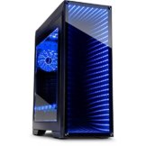 Infinity-Mirror Tower Gamer PC Gehäuse mit Tempered Glass Front Spiegelglas Unendlichkeitsspiegel RGB-LEDs Gaming Gehäuse der Extravaganz ohne Netzteil - 1