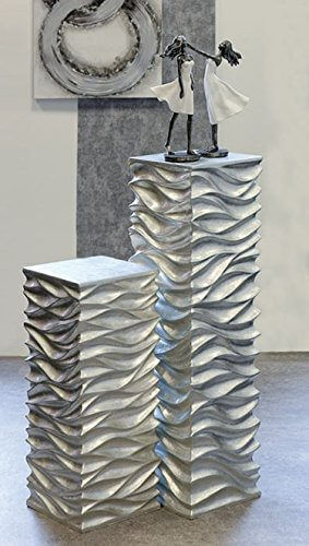 Säule „Wave“ aus Poly / Fiberglas in silber H=70cm - 