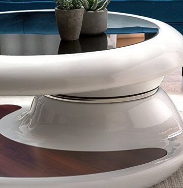 SalesFever® Couchtisch Enric, aus weißem Fiberglas, 90 x 90 cm, runder Wohnzimmertisch, 8 mm Tischplatte aus Glas, Tisch mit Pflegeleichter Oberfläche - 3