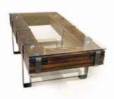 CHYRKA® Couchtisch Wohnzimmertisch LEMBERG Loft Vintage Bar IndustrieDesign Handmade Holz Glas Metall (120x60 cm) - 1