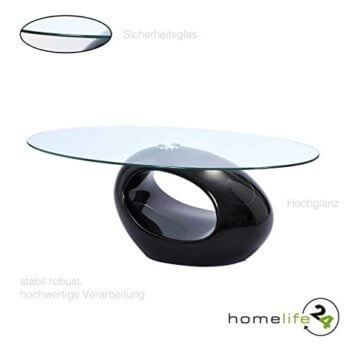 H24living Couchtisch Hochglanz Sofatisch Glastisch Tisch Beistelltisch Wohnzimmertisch Wohnzimmer Moderne Möbel Designer Tisch Sicherheitsglas Fieberglas 110 x 60 x 40 cm - 3