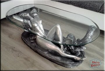 InterDecorShop Neuheit Designer Couchtisch Sexy Lady Silber Wohnzimmertisch Tisch Glastisch Luxusmöbel - 4