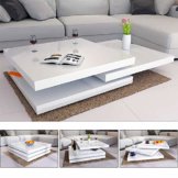 Deuba Couchtisch Hochglanz Weiß 360° Drehbar Cube Design Modern 76x76cm Wohnzimmertisch Lounge Tisch Sofatisch - 1