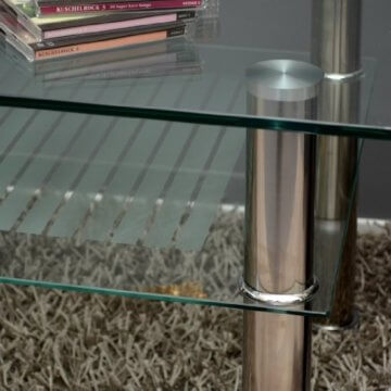 Glastisch 110 x 60 cm Wohnzimmertisch Couchtisch aus Edelstahl mit 10 mm ESG Sicherheitsglas - 5