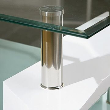 Inter Link 50100040 Couchtisch Glas Weiß Wohnzimmertisch Wohnzimmer Tisch Beistelltisch 110x60 cm - 13