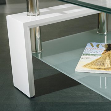 Inter Link 50100040 Couchtisch Glas Weiß Wohnzimmertisch Wohnzimmer Tisch Beistelltisch 110x60 cm - 14