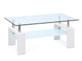 Inter Link 50100040 Couchtisch Glas Weiß Wohnzimmertisch Wohnzimmer Tisch Beistelltisch 110x60 cm - 1