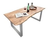 SAM® Stilvoller Esszimmertisch Quarto 160 x 85 cm aus Akazie-Holz, Tisch mit Silber lackierten Beinen, Baum-Tisch mit naturbelassener Optik - 1