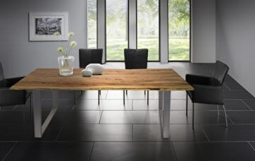 SAM® Stilvoller Esszimmertisch Quarto 160 x 85 cm aus Akazie-Holz, Tisch mit Silber lackierten Beinen, Baum-Tisch mit naturbelassener Optik - 5