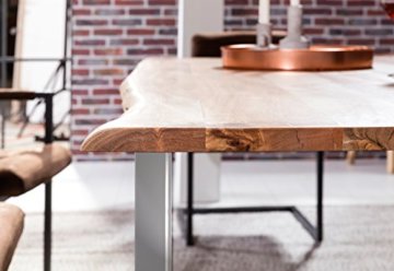 SAM® Stilvoller Esszimmertisch Quarto 160 x 85 cm aus Akazie-Holz, Tisch mit Silber lackierten Beinen, Baum-Tisch mit naturbelassener Optik - 6