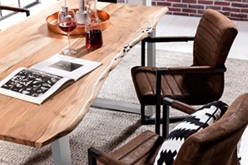 SAM® Stilvoller Esszimmertisch Quarto 160 x 85 cm aus Akazie-Holz, Tisch mit Silber lackierten Beinen, Baum-Tisch mit naturbelassener Optik - 8