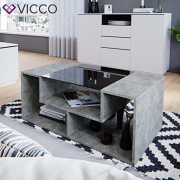 Vicco Couchtisch Gabriel 100 cm Sofatisch Kaffeetisch Beistelltisch Ablage (Beton Schwarz) - 5