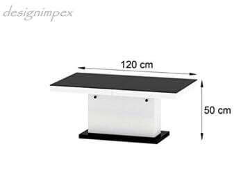 Design Couchtisch Matera Lux H-333 Grau/Weiß Hochglanz höhenverstellbar ausziehbar - 8