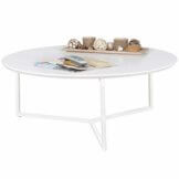 FineBuy Design Couchtisch White 80 cm Rund Weiß Matt lackiert | Moderner Wohnzimmertisch MDF Holz | Lounge Sofa Tisch Metall Gestell - 1