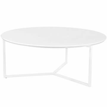 FineBuy Design Couchtisch White 80 cm Rund Weiß Matt lackiert | Moderner Wohnzimmertisch MDF Holz | Lounge Sofa Tisch Metall Gestell - 8