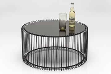 KARE Design Couchtisch Wire Black 2er Set, runder, moderner Glastisch, großer Beistelltisch, Kaffeetisch, Nachttisch, Schwarz (H/B/T) 30,5xØ60cm & 33,5xØ69,5cm - 2