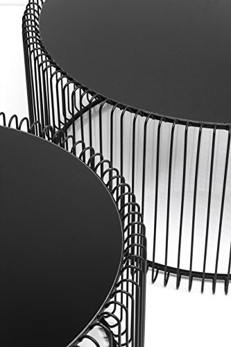 KARE Design Couchtisch Wire Black 2er Set, runder, moderner Glastisch, großer Beistelltisch, Kaffeetisch, Nachttisch, Schwarz (H/B/T) 30,5xØ60cm & 33,5xØ69,5cm - 4