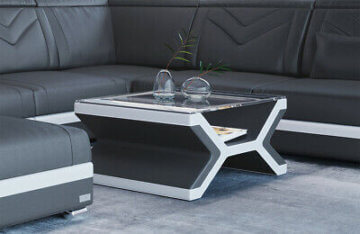 Couchtisch Beistelltisch Leder NAPOLI Designertisch Wohnzimmertisch Tisch Neu
