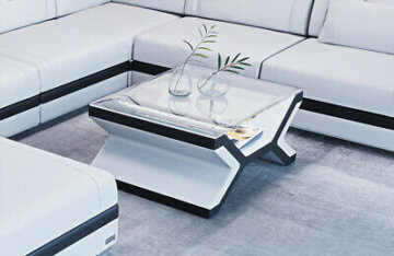 Couchtisch Beistelltisch Leder NAPOLI Designertisch Wohnzimmertisch Tisch Neu