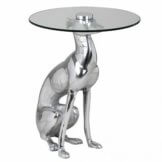 Couchtisch Hund Silber Design Dekotisch Beistelltisch Skulptur Figur