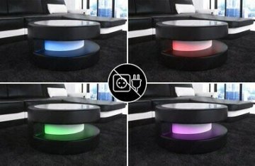 Couchtisch Sofatisch modern MODENA Beistelltisch Polster Stoff Design Tisch LED