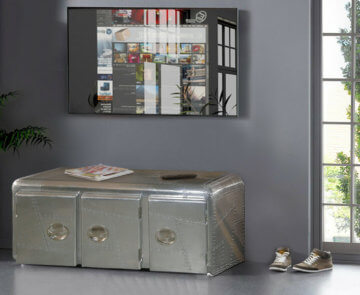 Designer Wohnzimmertisch Couchtisch Sofatisch TV-Tisch Lowboard Metall Koffer