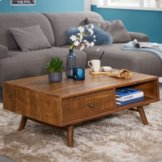 FineBuy Couchtisch 120x70x42 cm Wohnzimmertisch  Mango Holztisch Massiv