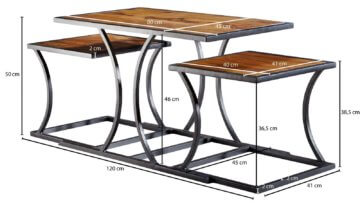 FineBuy Couchtisch Sheesham Holz Sofatisch Metallgestell Wohnzimmertisch Tisch