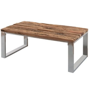 FineBuy Industrial Couchtisch 120 cm Massivholz Sofatisch Wohnzimmertisch Tisch