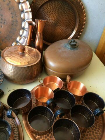 Kupfer Kupferschrott Konvolut Deko Schalen Vasen graviert Kerzenständer 9,6 kg