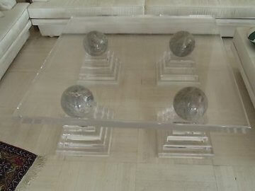 Luxus Design Wohnzimmertisch Marmor Acryl Plexi glas massiv Tisch Couchtisch    