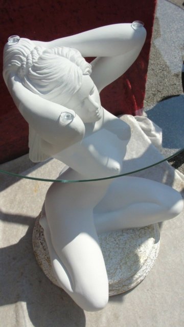 Tisch Frau Akt Figur Glas Couchtisch Beistelltisch Dekoration Deko Skulptur F1+G