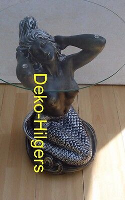 Tisch Meerjungfrau Frau Akt Glas Couchtisch Beistelltisch Figur Skulptur Deko