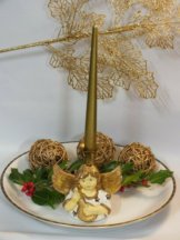 Weihnachten/ Advent Deko Schale/ Platte  Porzellan Engel / Messing Kerzenhalter