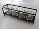 WMG Deko Metallschale Teelichthalter mit 4 Gläsern Kerzentablett /P