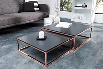 DuNord Design Couchtisch Beistelltisch 2er STAGE anthrazit matt Kupfer Design Tisch Set - 2