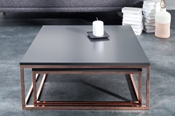 DuNord Design Couchtisch Beistelltisch 2er STAGE anthrazit matt Kupfer Design Tisch Set - 5