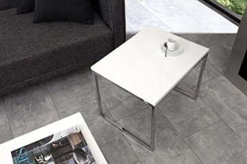 DuNord Design Couchtisch weiß modern Beistelltisch STAGE LONG 2er Set chrom Design Tisch Set - 5
