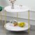 PAMPOO Couchtisch Kleiner Tisch Marmor Textur Couchtisch aus Holz Sofa Beistelltisch quadratischen Tisch für Wohnzimmer Büro geeignet (Weiß, Runde) - 2