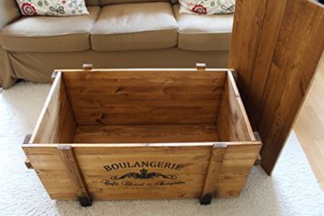 Uncle Joe´s Truhe Boulangerie Couchtisch Truhentisch im Vintage Shabby chic Style aus Massiv-Holz in braun mit Stauraum und Deckel Holzkiste Beistelltisch Landhaus Wohnzimmertisch Holztisch nussbaum - 5